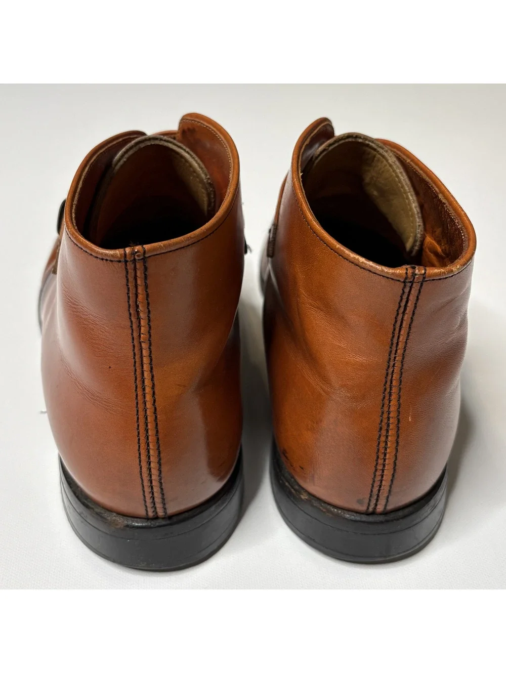 Vintage Winthrop Men 10 Brown Leather Monk Strap Shoes